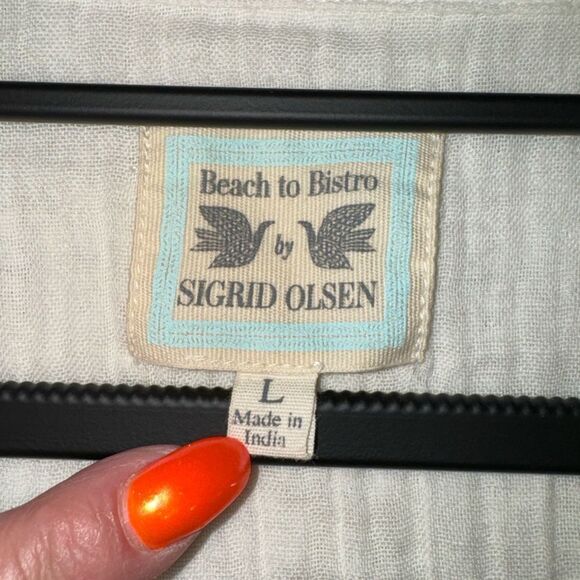 BEACH TO BISTRO JACINDA BLOUSE IN WHITE sz L - Picture 9 of 9